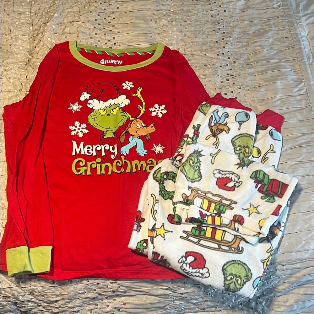 Grinch Kids Pajama Set - Red and White